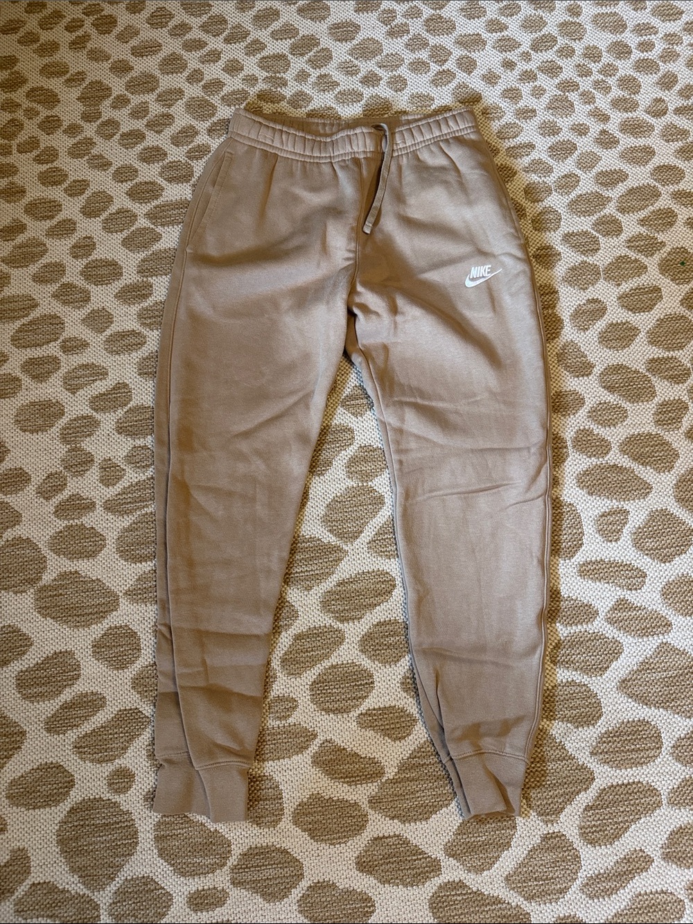 Nike Women's Tan Jogger Sweatpants with White Logo